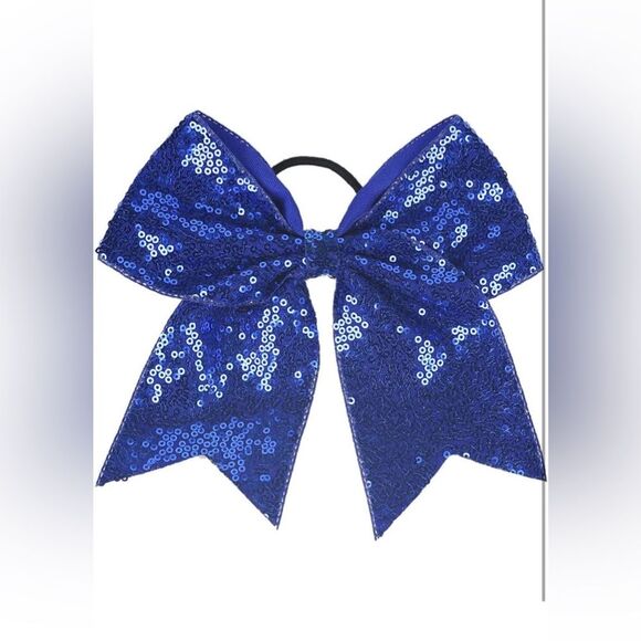 4 PACK 8" Girls Large Sequin Cheer Bows Teens Elastic Ponytail Hair Bow NIP - Picture 4 of 6